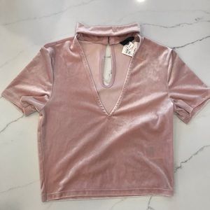 Pink satin short sleeved shirt